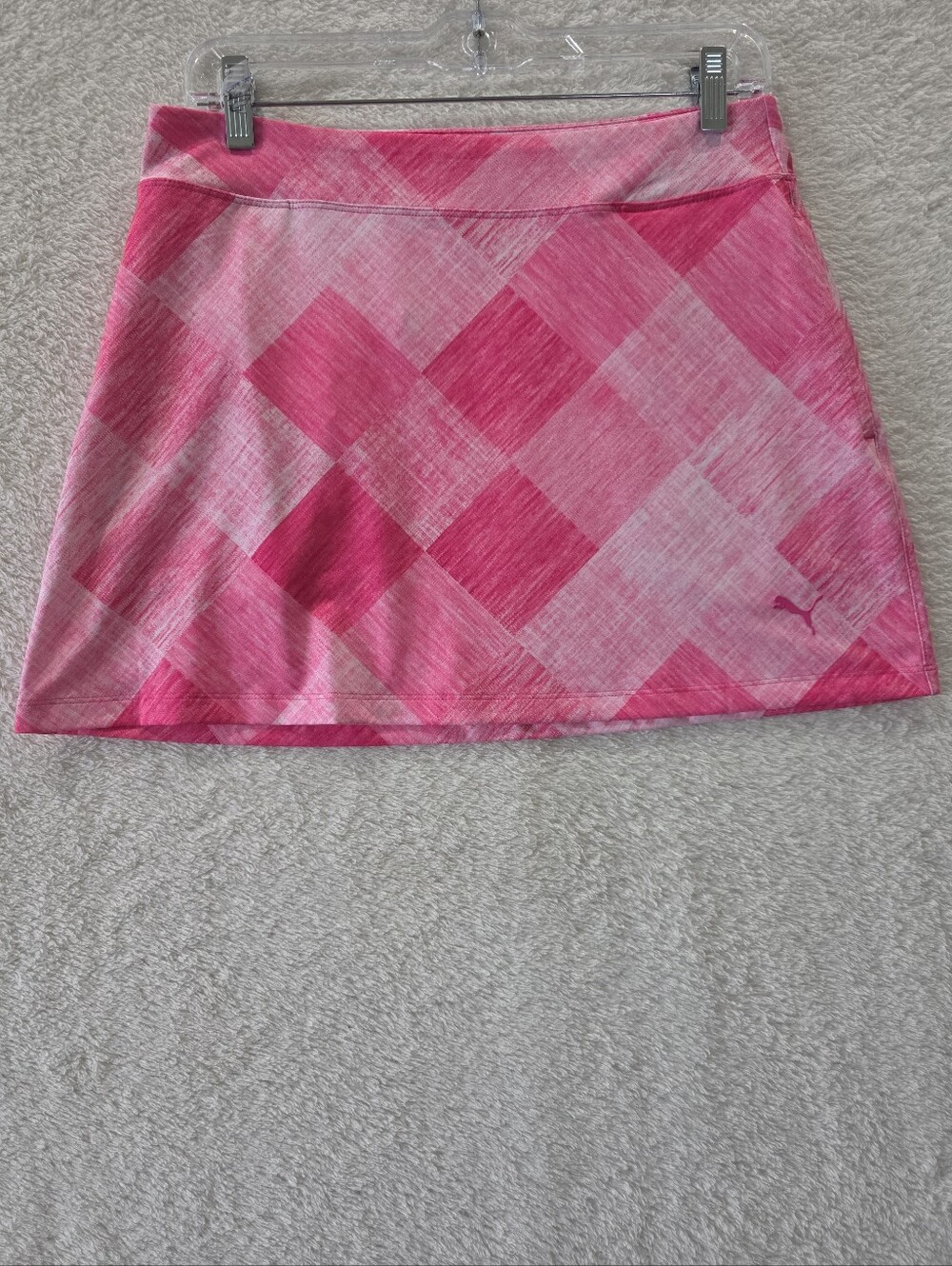 Puma Mini Skirt Women's Size Small Pink Geometric Colorblock Pockets Stretch